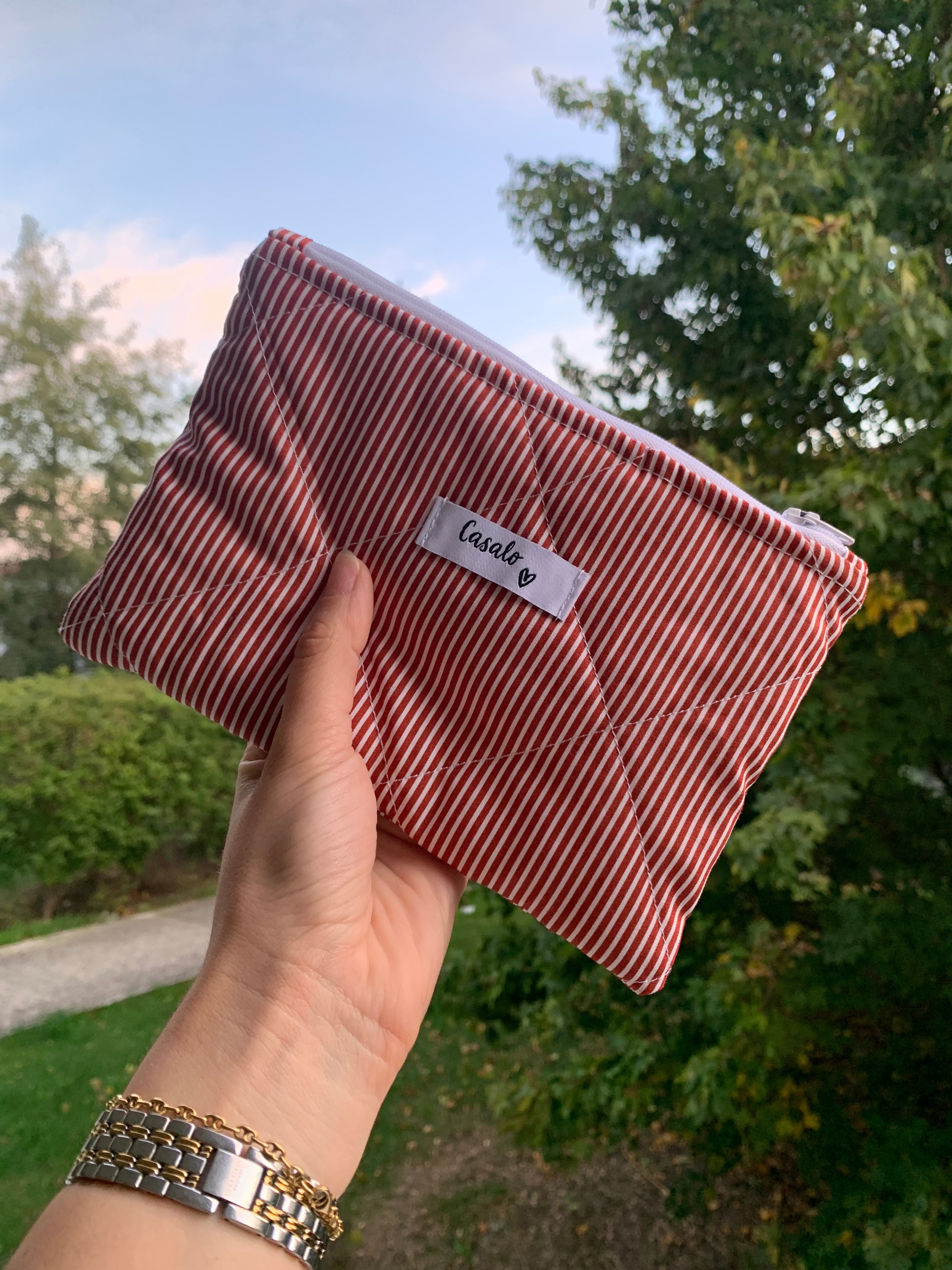 Pochette Rayée rouge