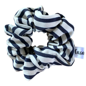 Grand chouchou Rayé Bleu Satin 2